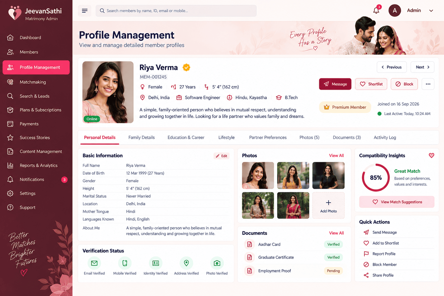 Member Profiles Verification & KYC